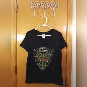 Mardi Gras black with gold flecks tee shirt